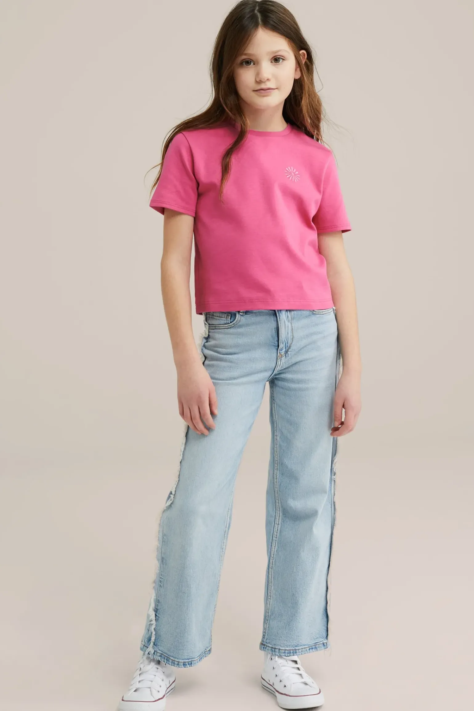 Meisjes cropped T-shirt met embroidery, 2- pack