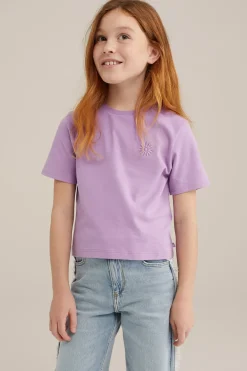 Meisjes cropped T-shirt met embroidery, 2- pack