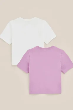 Meisjes cropped T-shirt met embroidery, 2- pack