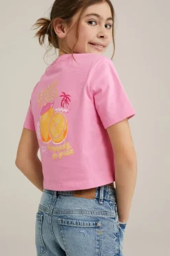 Meisjes cropped T-shirt met opdruk