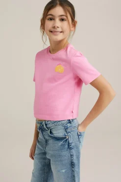 Meisjes cropped T-shirt met opdruk