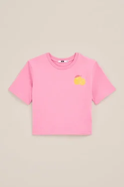 Meisjes cropped T-shirt met opdruk
