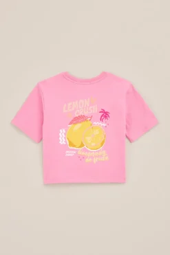 Meisjes cropped T-shirt met opdruk