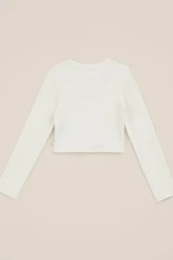 Meisjes cropped T-shirt van ribstof
