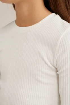 Meisjes cropped T-shirt van ribstof
