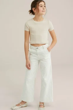 Meisjes cropped T-shirt van ribstof