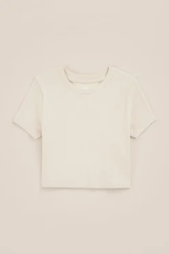 Meisjes cropped T-shirt van ribstof