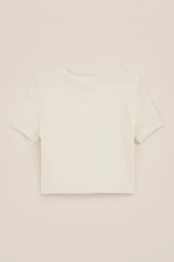 Meisjes cropped T-shirt van ribstof