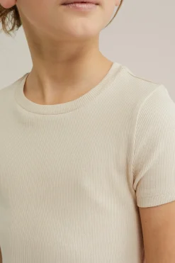 Meisjes cropped T-shirt van ribstof