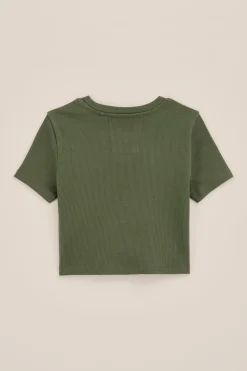 Meisjes cropped T-shirt van ribstof