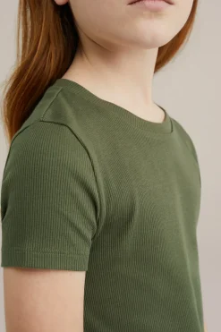 Meisjes cropped T-shirt van ribstof