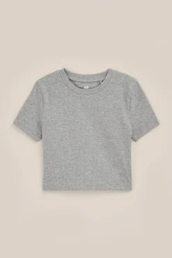 Meisjes cropped T-shirt van ribstof