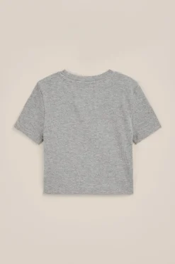 Meisjes cropped T-shirt van ribstof