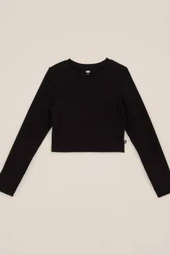 Meisjes cropped T-shirt van ribstof