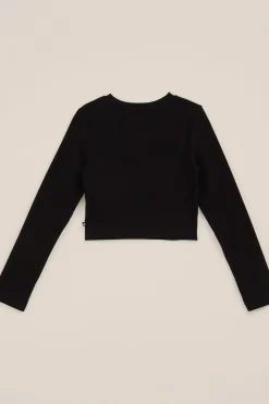 Meisjes cropped T-shirt van ribstof