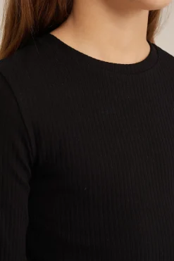 Meisjes cropped T-shirt van ribstof