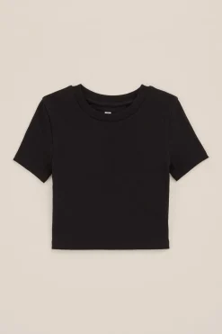 Meisjes cropped T-shirt van ribstof