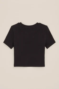 Meisjes cropped T-shirt van ribstof