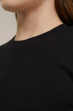 Meisjes cropped T-shirt van ribstof