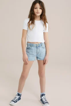 Meisjes cropped T-shirt van ribstof