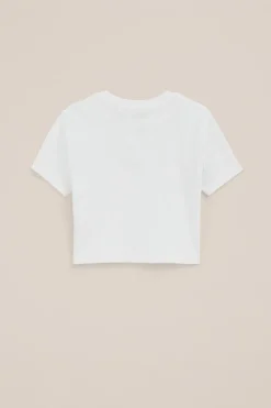 Meisjes cropped T-shirt van ribstof