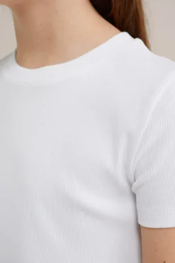 Meisjes cropped T-shirt van ribstof