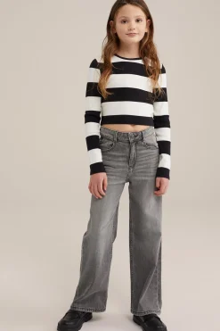 Meisjes cropped T-shirt van ribstof