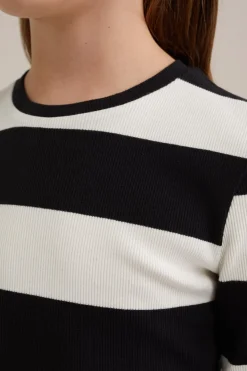Meisjes cropped T-shirt van ribstof