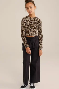 Meisjes cropped T-shirt van ribstof