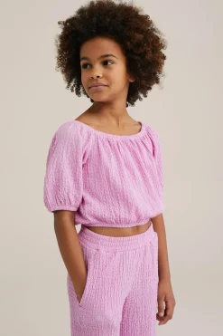 Meisjes crop top met structuur