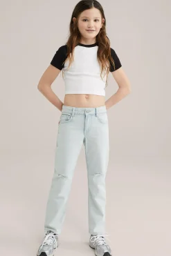 Meisjes crop T-shirt van ribstof