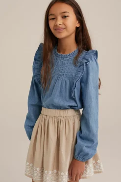 Meisjes denim blouse