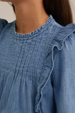 Meisjes denim blouse