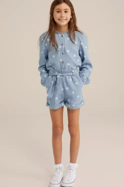 Meisjes denim blouse met dessin