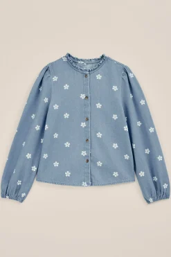 Meisjes denim blouse met dessin