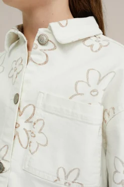 Meisjes denim jas met dessin