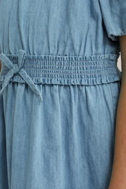 Meisjes denim jurk met ballonmouwen