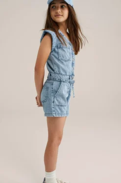 Meisjes denim playsuit