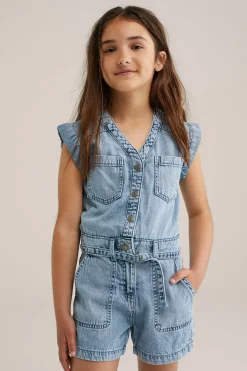 Meisjes denim playsuit