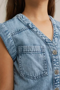 Meisjes denim playsuit