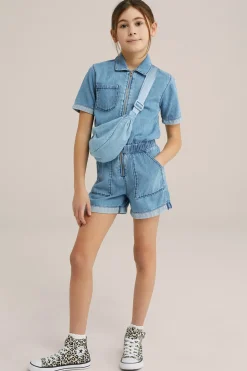 Meisjes denim playsuit