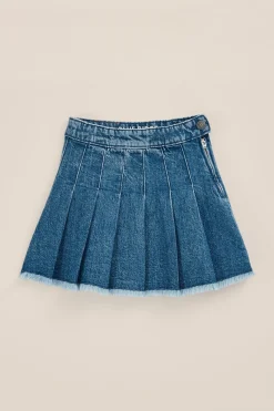 Meisjes denim rok met plooien