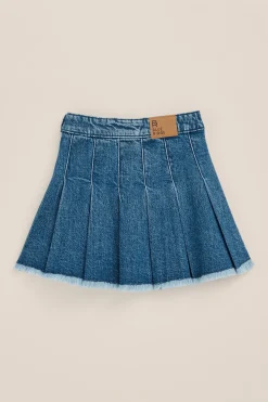 Meisjes denim rok met plooien