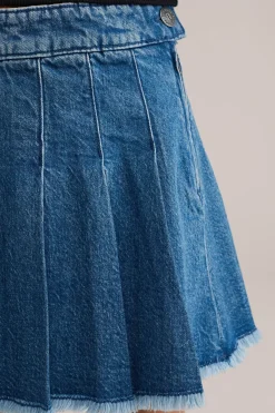Meisjes denim rok met plooien