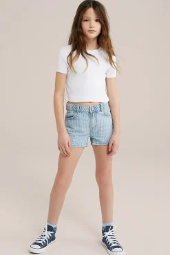 Meisjes denim shirt met streepdessin