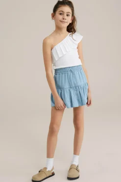 Meisjes denim skort met streep dessin