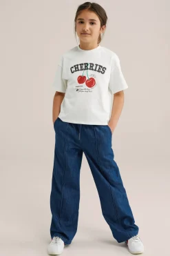 Meisjes denim straight fit broek