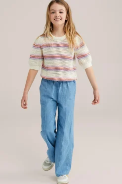 Meisjes denim straight fit broek
