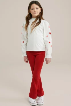Meisjes flared broek met structuur