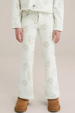 Meisjes flared jeans met dessin